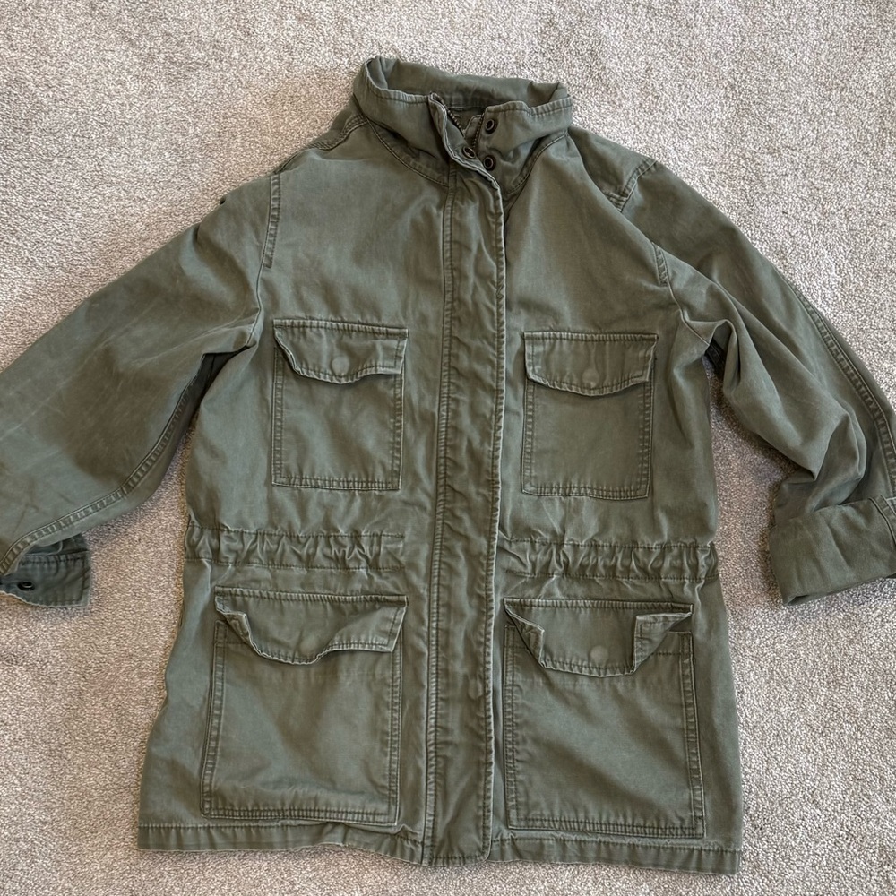 Madewell Women’s XS Olive Green Utility Jacket Military Cargo Anorak Cotton
